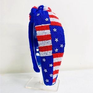 Knot beaded 4th of July American flag Memorial Labor Day patriotic headband